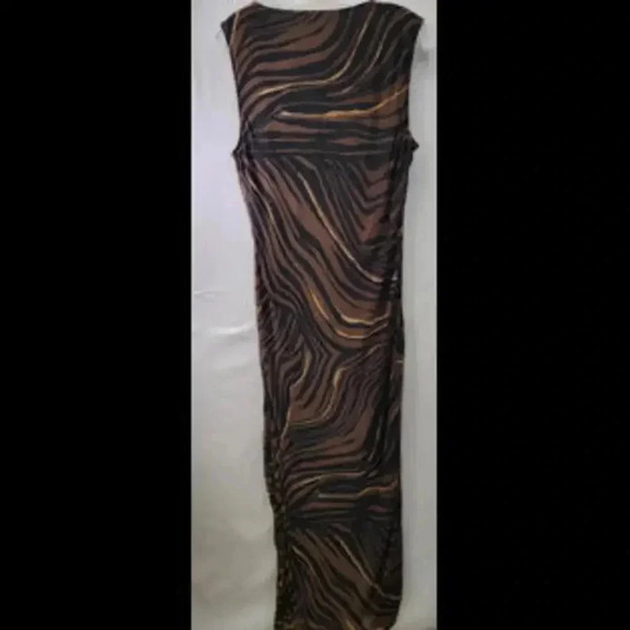 DKNY Elegant Brown and Black Stripe Dress  Size 12 - Picture 1 of 4